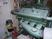 Centrifuge installed beside a diesel engine