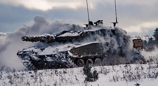 Armoured vehicle in snow
